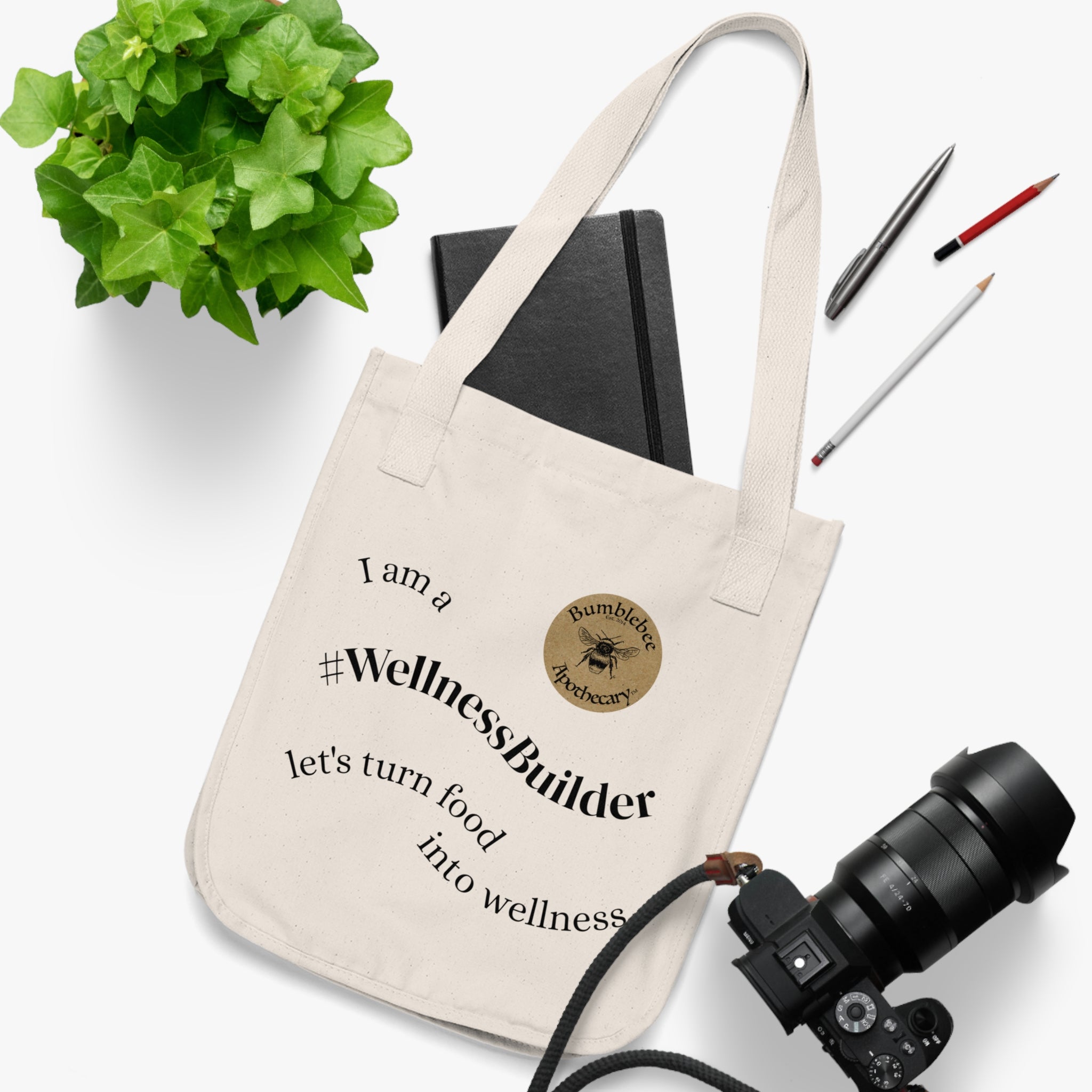 Tote Bag — "I am a #WellnessBuilder" Organic Canvas Tote