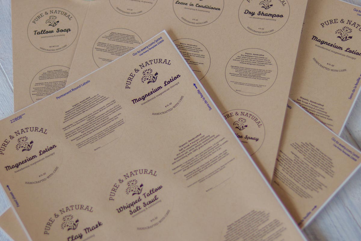 30 Printable Skincare Product Labels with Recipes